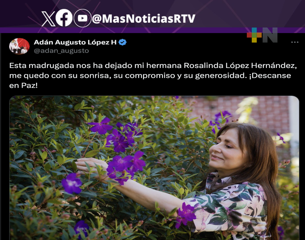 Fallece senadora tabasqueña electa, Rosalinda López, hermana de extitular de Gobernación